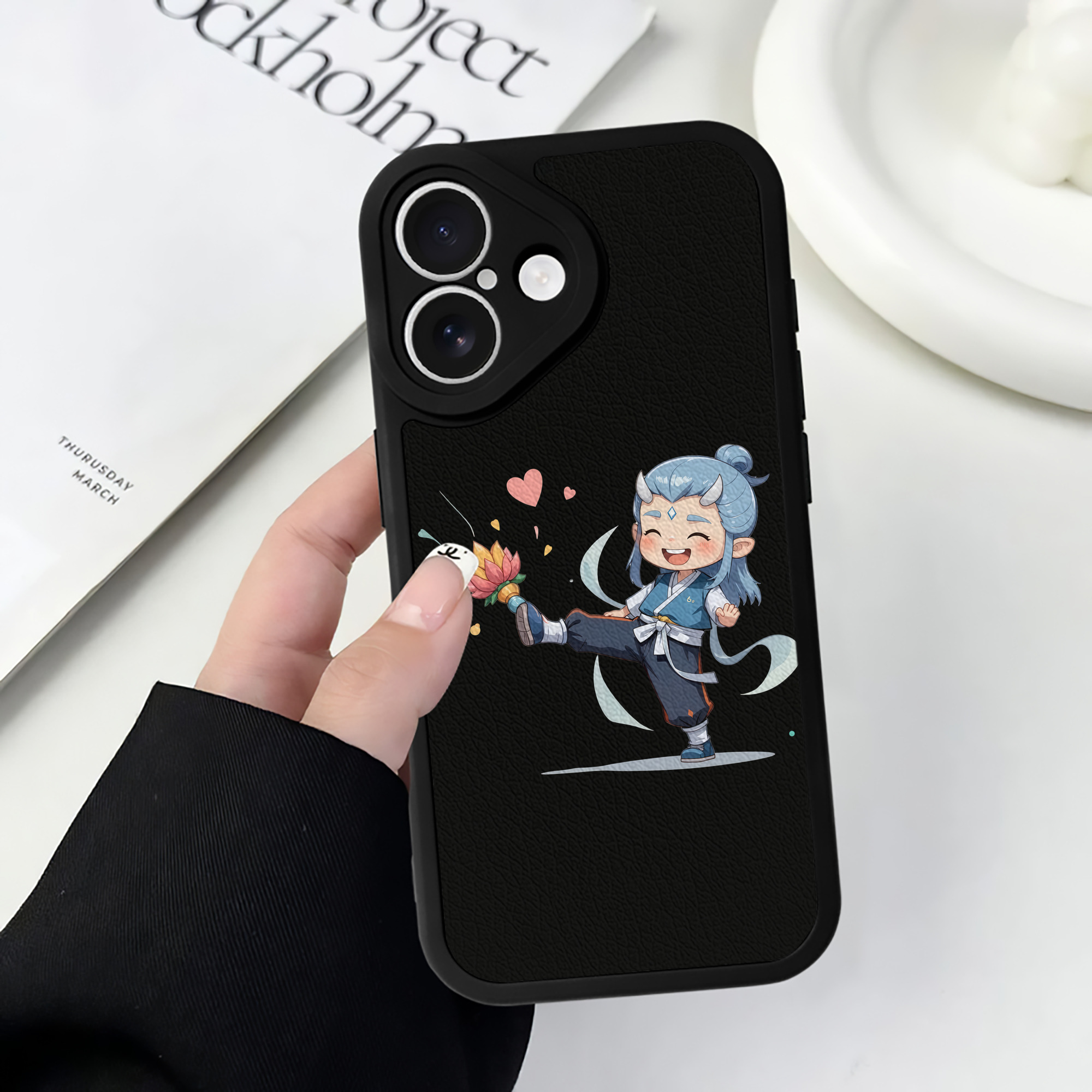 （画像用） Ne Zha 2 ナタ 魔童の大暴れ 【iPhone 16シリーズ対応】シリコンスマホケース（レザー調） 材質：シリコン